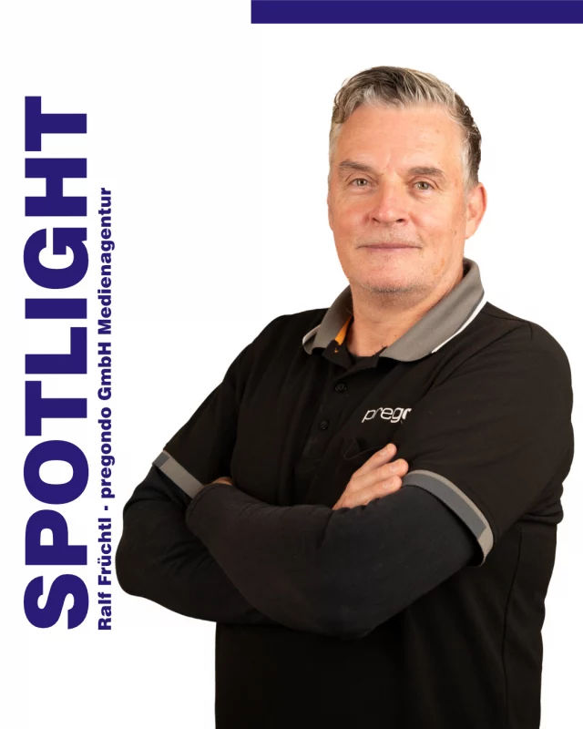 Spotlight on: Ralf Früchtl – Sieh’s mal objektiv.  Wer Geschichten erzählen will, braucht ein gutes Auge – und das hat Ralf Früchtl. Mit pregondo, seiner Medienagentur mit Sitz in L.A. – Linsengericht-Altenhaßlau, bringt er seit 2009 Bewegung in Marken, Produkte und Botschaften – regional im Main-Kinzig-Kreis und überregional. 🎥✨  Mit einem sechsköpfigen Team und als anerkannter Ausbildungsbetrieb produziert pregondo nicht nur Videos, sondern schafft nachhaltige Medienlösungen mit Substanz.  Ob Imagefilm, Eventvideo, Luftaufnahme oder ClipFlyer die regionale YouTube Werbung – bei pregondo dreht sich alles um kreativen Content mit Wirkung. Doch Ralf denkt weiter: Als Vertriebsunterstützer, Öffentlichkeitsarbeiter und Digitalstratege ist er Partner auf Augenhöhe für Unternehmen, die mehr wollen als nur hübsche Bilder.  Seine Welt: Bewegtbild, Social Media, Webdesign, Podcast & Print – alles aus einer Hand, immer mit klarem Blick fürs Wesentliche.