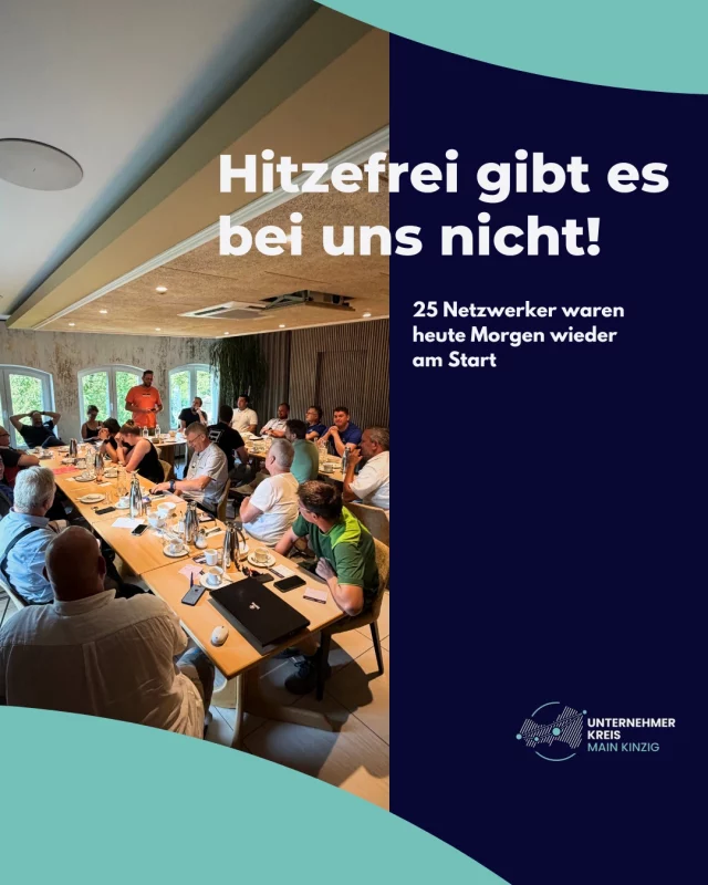 Auch die Hitze hält uns nicht auf! ☀️💪  Heute waren wieder 25 Unternehmerinnen und Unternehmer bei unserem Freitagsaustausch am Start – voller Energie, Motivation und mit richtig guter Stimmung.  Genau das macht unseren Unternehmerkreis aus: ein starkes Netzwerk, das stetig wächst, sich gegenseitig unterstützt und in der Region echte Verbindungen schafft.  Ein besonderer Dank geht an die Firma Arioma, die heute bereits zum dritten Mal als Gast an unserem Netzwerk teilgenommen hat.  Jetzt warten wir nur noch auf Euren Antrag zur Mitgliedschaft. 😉  Wir freuen uns über jeden Austausch, jede Empfehlung und jedes neue Gesicht, das unser Netzwerk bereichert.  Gemeinsam wachsen. Gemeinsam stark. Für unsere Region.  #Unternehmerkreis #Netzwerk #RegionalStark #UnternehmerAustausch #MainKinzig #Networking #GemeinsamWachsen
